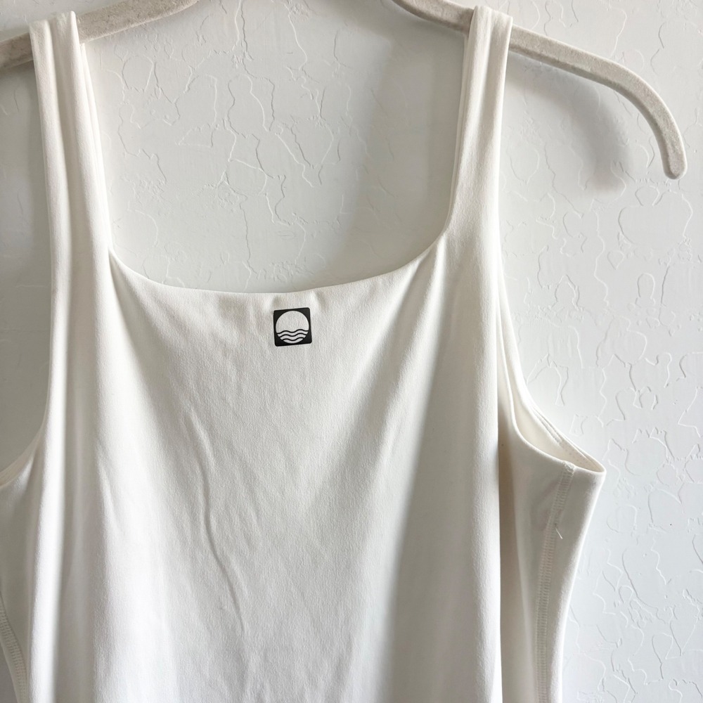 Daily Practice Anthropologie White Scoop Neck Midi Dress Side Slit Small NEW - Picture 7 of 9